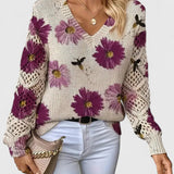 AURÉLIE™ – ELEGANT STRIKTRØJE MED BLOMSTERPRINT