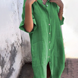 MELANIE™ – AFSLAPPET IBIZA-SKJORTEKJOLE I ANKELLÆNGDE