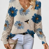 AURÉLIE™ – ELEGANT STRIKTRØJE MED BLOMSTERPRINT
