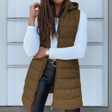 RAIN™ – LANG ÆRMEFJERN PUFFER VEST MED HÆTTE