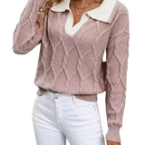 MAHALIA™ – KABELSTRIKKET SWEATER MED KRAVE