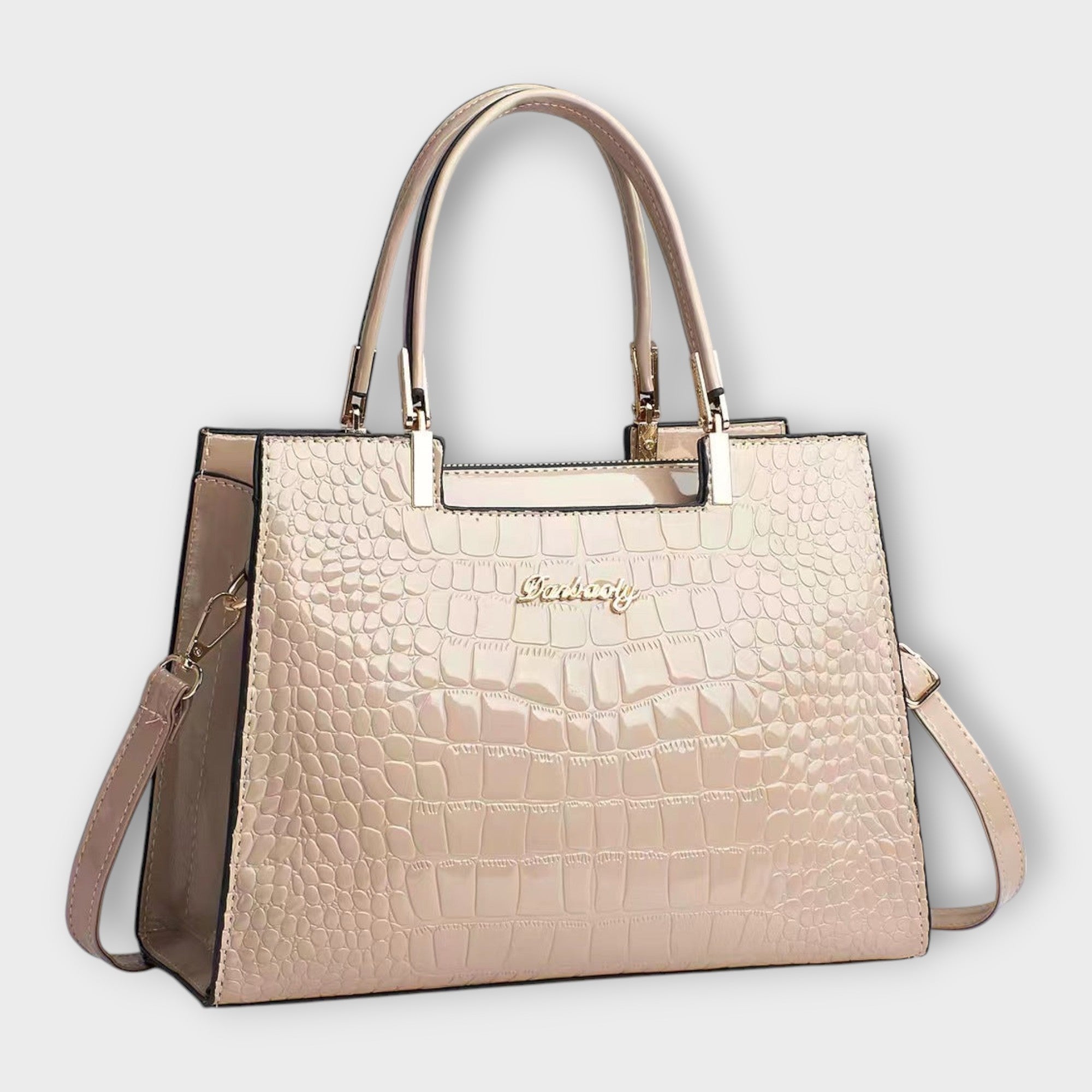 GIANNA™ – HÅNDTASKE MED BLANK KROKO-PRÆG