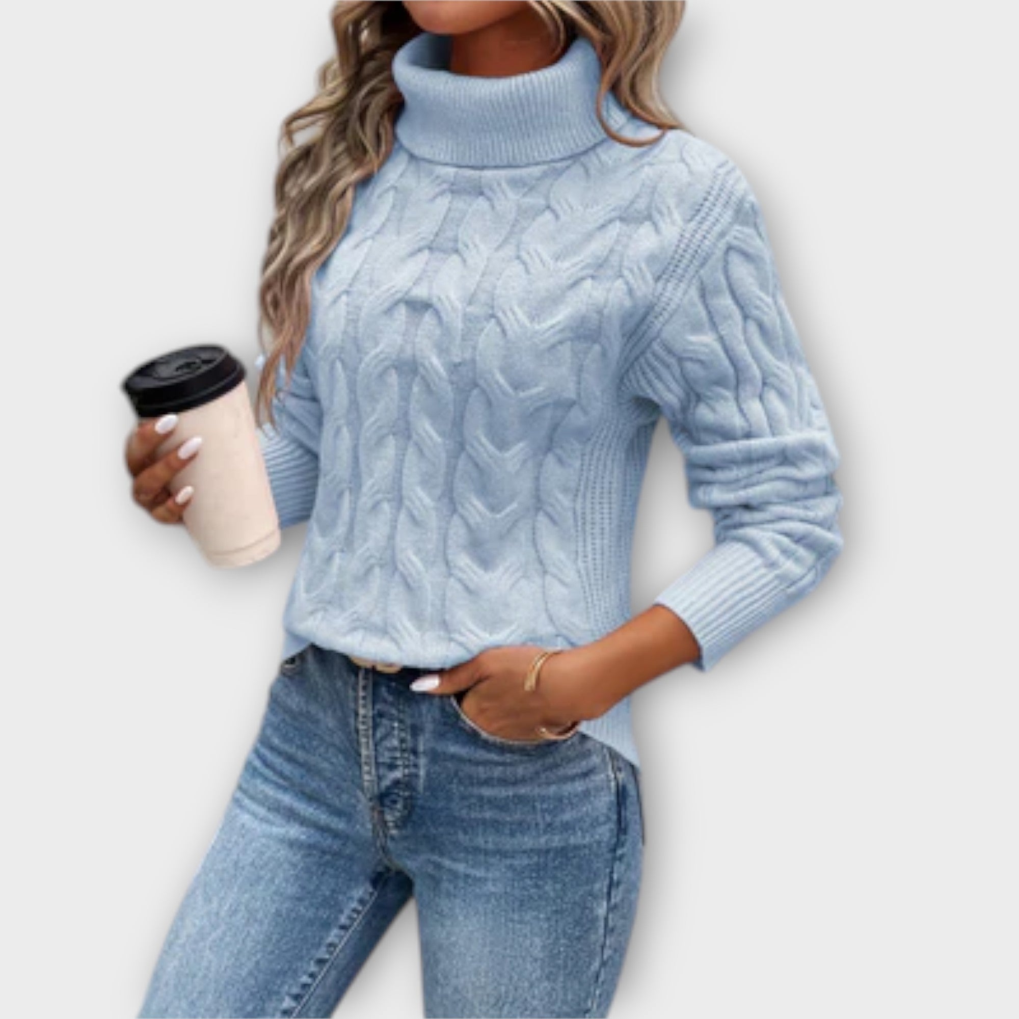 AMÉLIA™ – ELEGANT STRIKTRØJE MED RULLEKRAVE