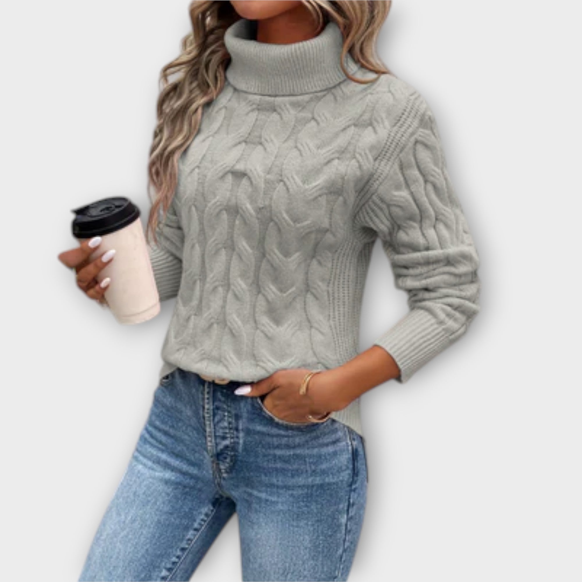 AMÉLIA™ – ELEGANT STRIKTRØJE MED RULLEKRAVE