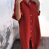 MELANIE™ – AFSLAPPET IBIZA-SKJORTEKJOLE I ANKELLÆNGDE