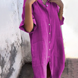 MELANIE™ – AFSLAPPET IBIZA-SKJORTEKJOLE I ANKELLÆNGDE