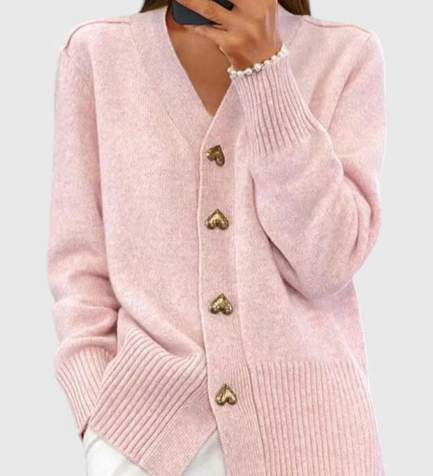 LORETTA™ – ELEGANT STRIKKET CARDIGAN MED KNAPPER