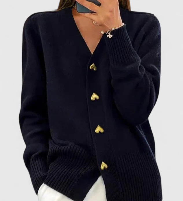 LORETTA™ – ELEGANT STRIKKET CARDIGAN MED KNAPPER