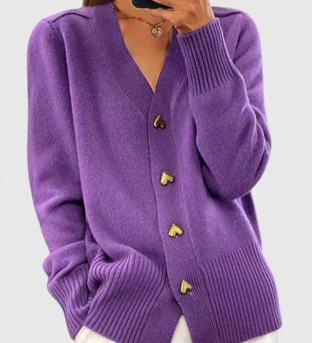 LORETTA™ – ELEGANT STRIKKET CARDIGAN MED KNAPPER