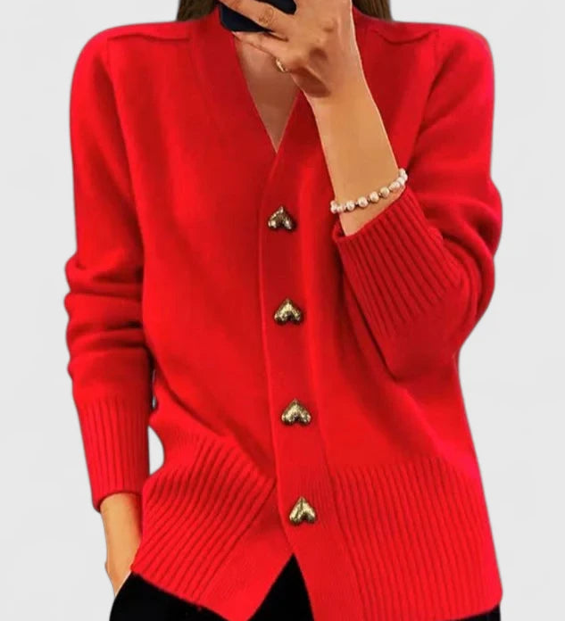 LORETTA™ – ELEGANT STRIKKET CARDIGAN MED KNAPPER