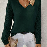 ZENYA™ – AFSLAPPET V-HALSET STRIKTRØJE TIL HVERDAGEN