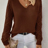 ZENYA™ – AFSLAPPET V-HALSET STRIKTRØJE TIL HVERDAGEN