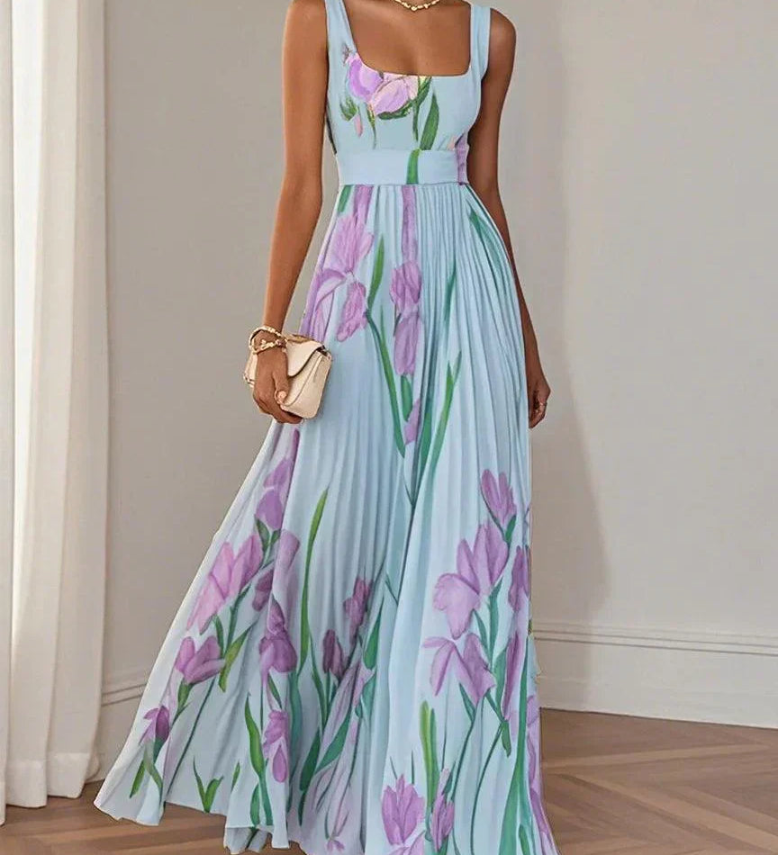 REVINA™ – ELEGANT LANG KJOLE MED BLOMSTERPRINT