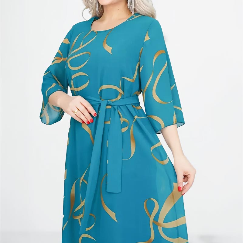 LÉONIE™ – ELEGANT MIDI KJOLE MED FLÆSEÆRMER